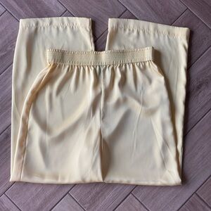 RACHEL Rachel Roy light yellow satin Elastic Waist Trousers- flattering!